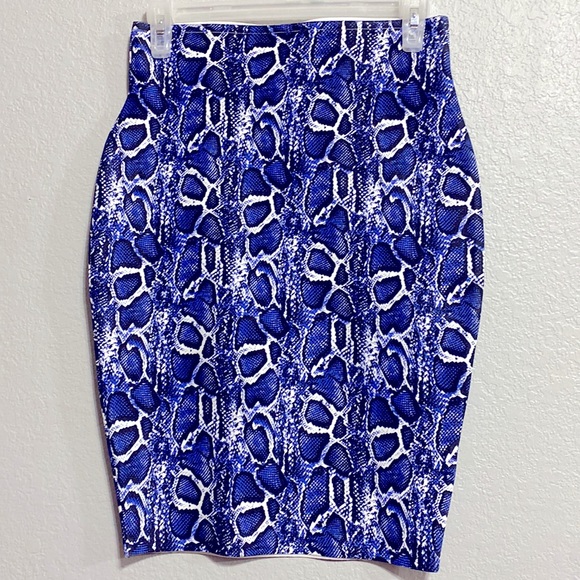 Shinestar Dresses & Skirts - NEW Shinestar Collection size Small royal blue black white snake print skirt